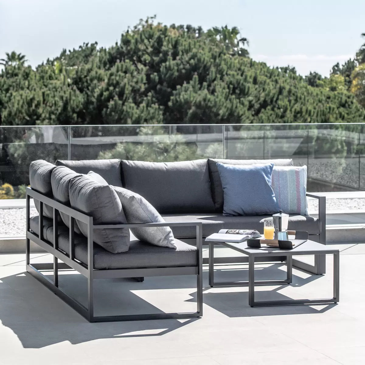 Harbour Lifestyle Havana Corner Patio Set with Reclining Feature in Dark Grey