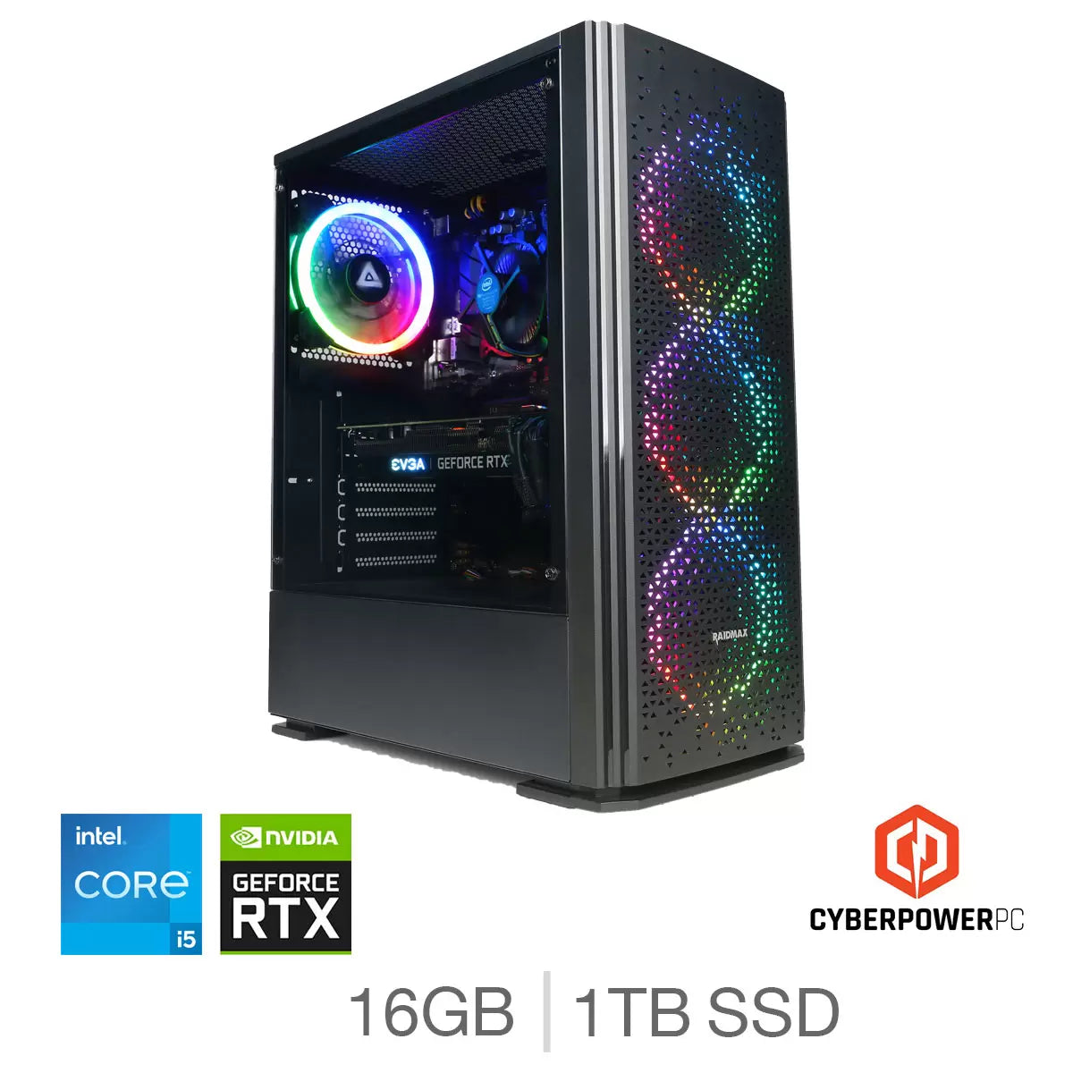 CyberPower, Intel Core i5, 16GB RAM, 1TB SSD, NVIDIA GeForce RTX 4060, Gaming Desktop PC