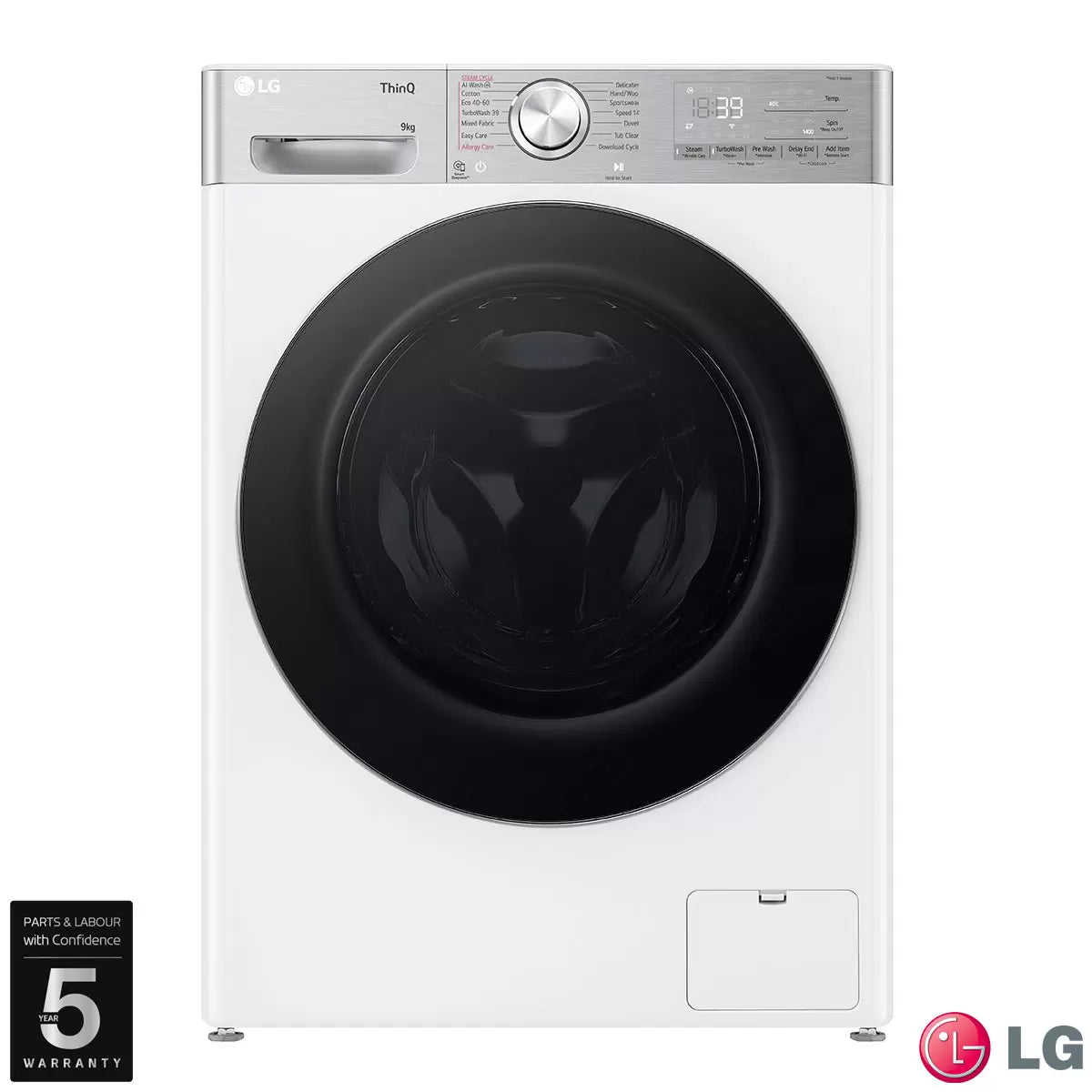 LG F4Y909WCTN4, 9kg, 1400rpm, Washing Machine, A Rated in White