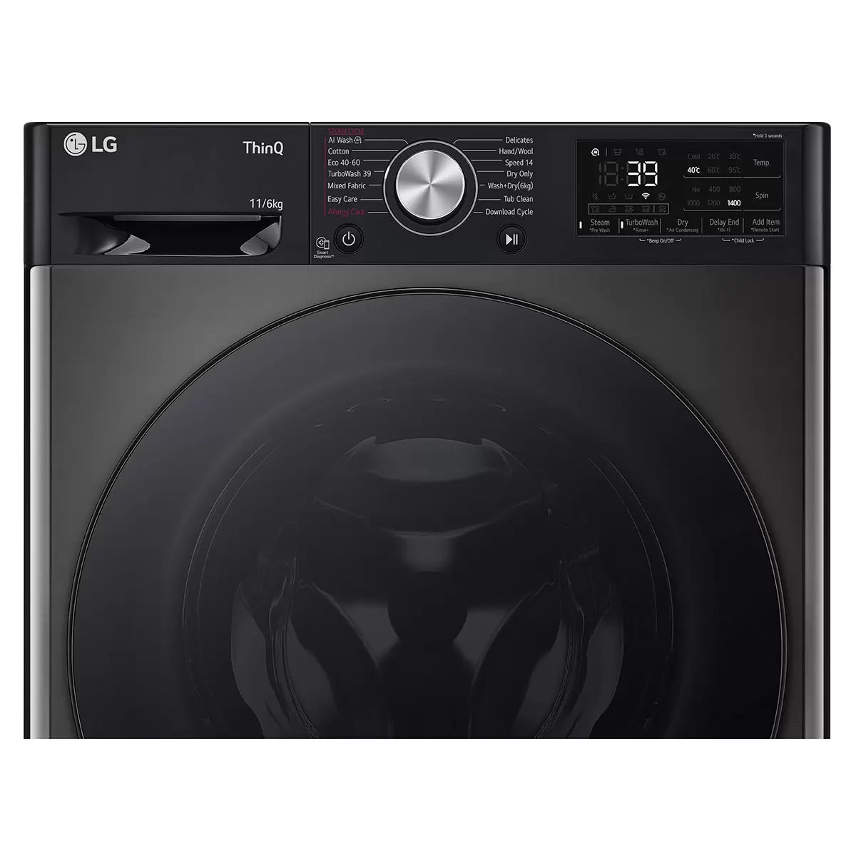 LG FWY916BBTN1, 11kg/6kg Washer Dryer, D Rated in Black