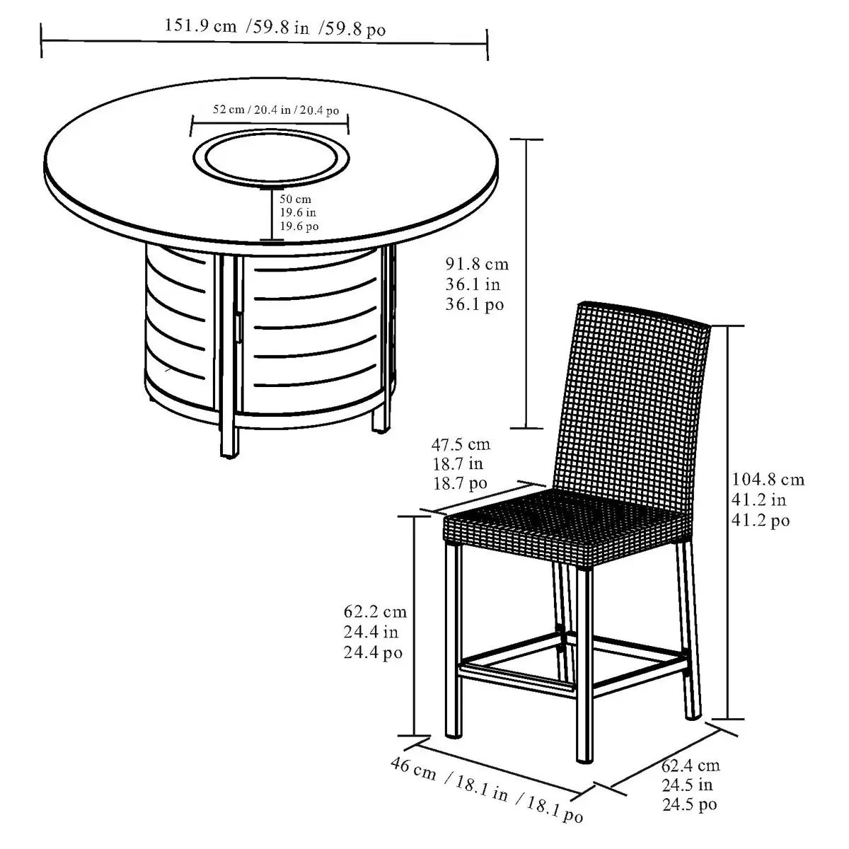 Agio McKinnon 7 Piece High Fire Dining Set + Cover