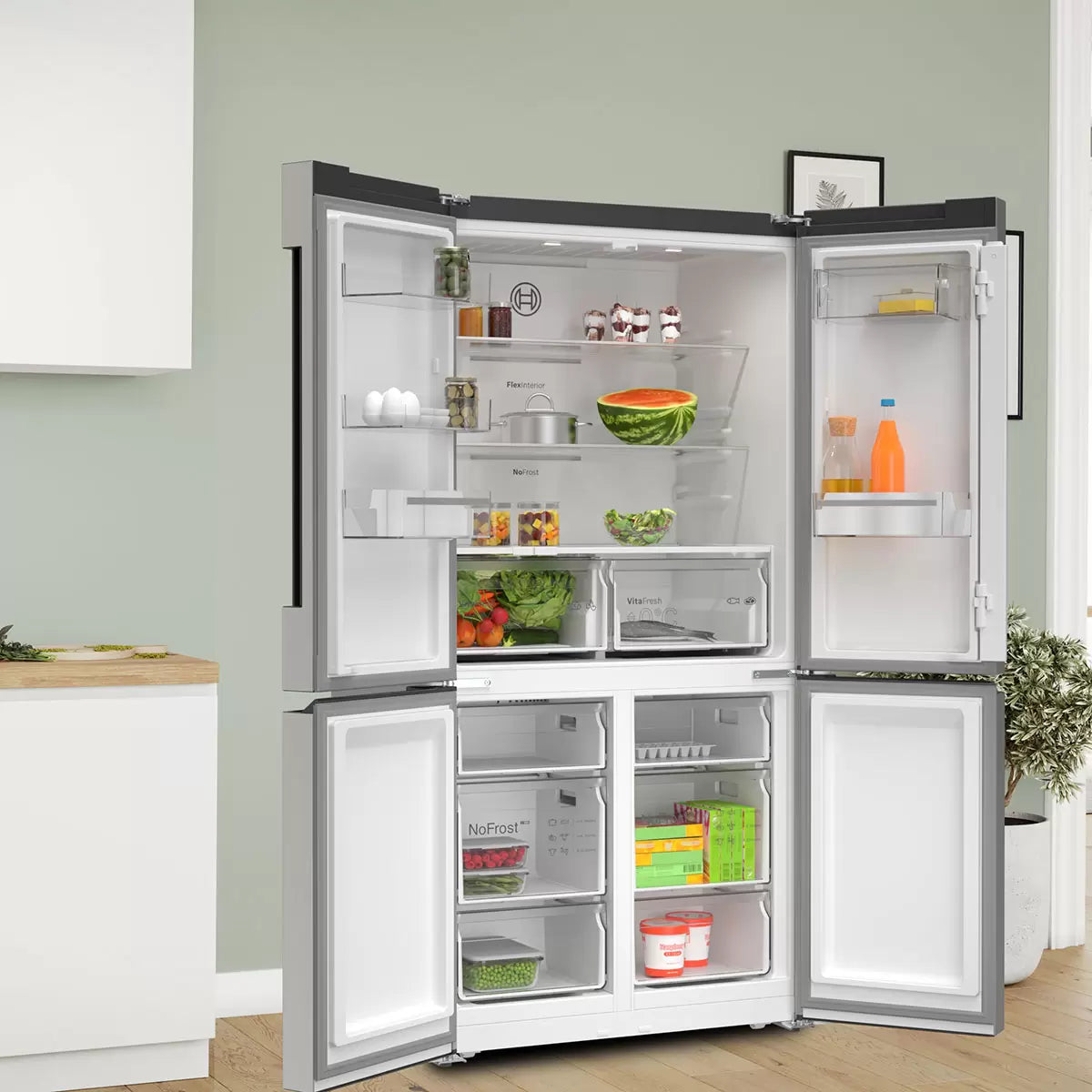 Bosch Series 4 KFN96VPEAG Frost Free American Fridge Freezer - Stainless Steel Effect - E Rated