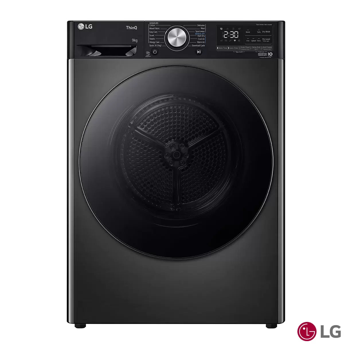 LG FDV909BN, 9kg Heat Pump Tumble Dryer, A+++ Rated in Black