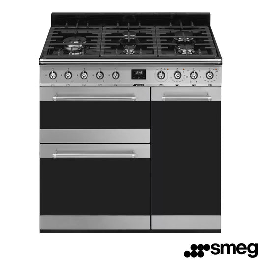 Smeg SY93-1 90cm Symphony Gas Range Cooker, A Rated in Stainless Steel