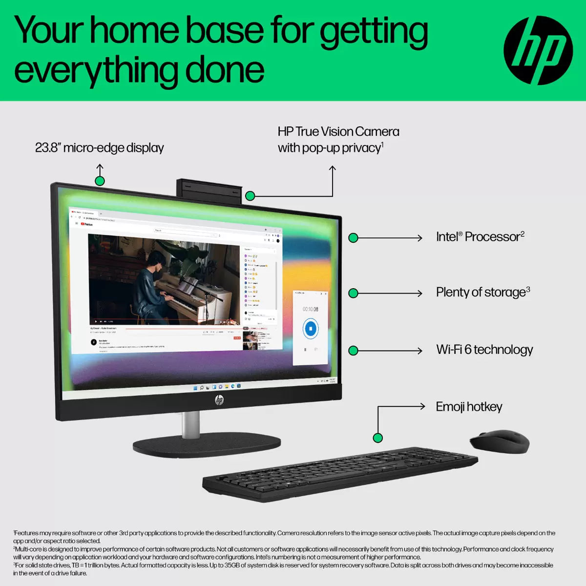 HP Intel Ultra 5-125U, 16GB RAM, 512GB SSD, 23.8 Inch All in One Desktop PC, 24-ca1234na