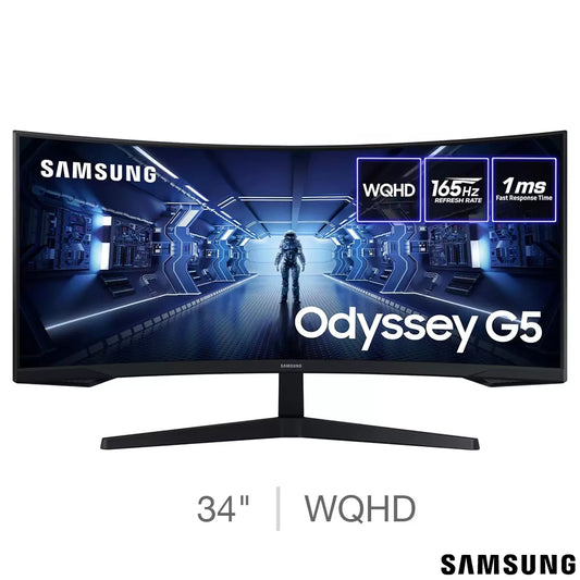 Samsung Odyssey 34" UltraWide Quad HD 165Hz Curved Gaming Monitor with AMD FreeSync - Black