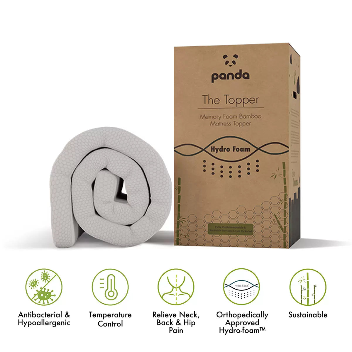 Panda Memory Foam Bamboo Mattress Toppers