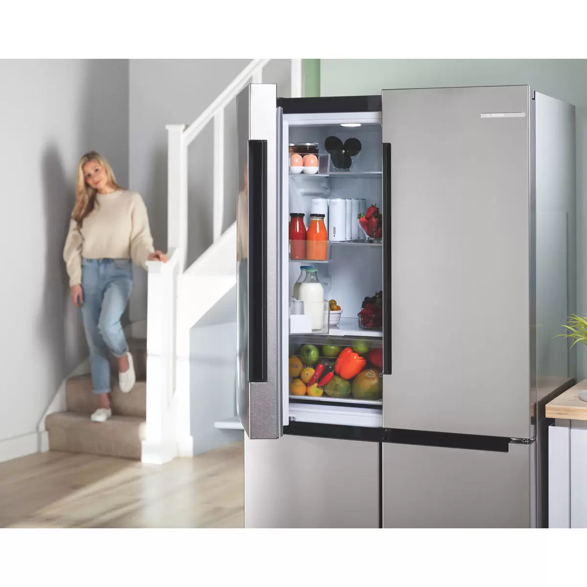 Bosch Series 4 KFN96VPEAG Frost Free American Fridge Freezer - Stainless Steel Effect - E Rated