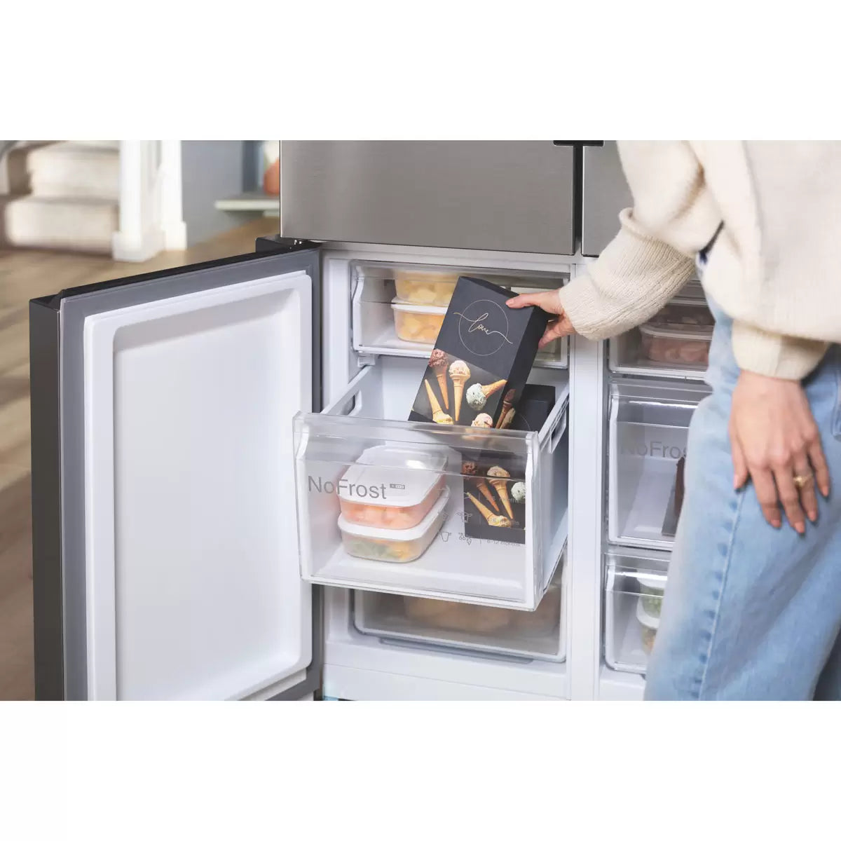 Bosch Series 4 KFN96VPEAG Frost Free American Fridge Freezer - Stainless Steel Effect - E Rated