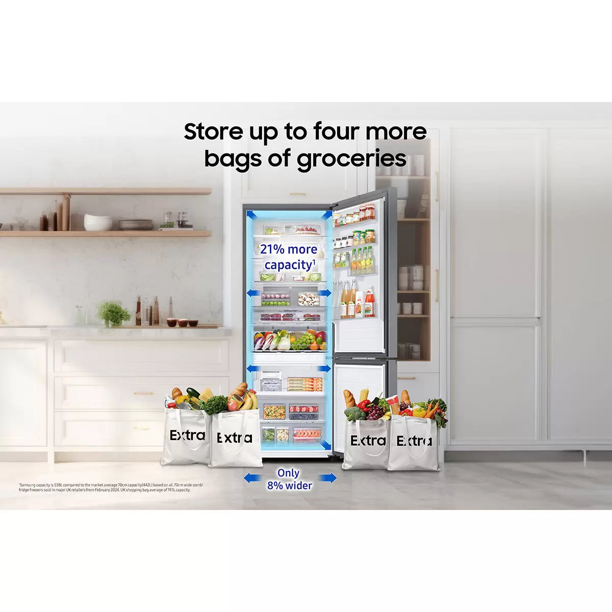 Samsung Series 8 RB53DG706AS9, Fridge Freezer, A rated in Inox