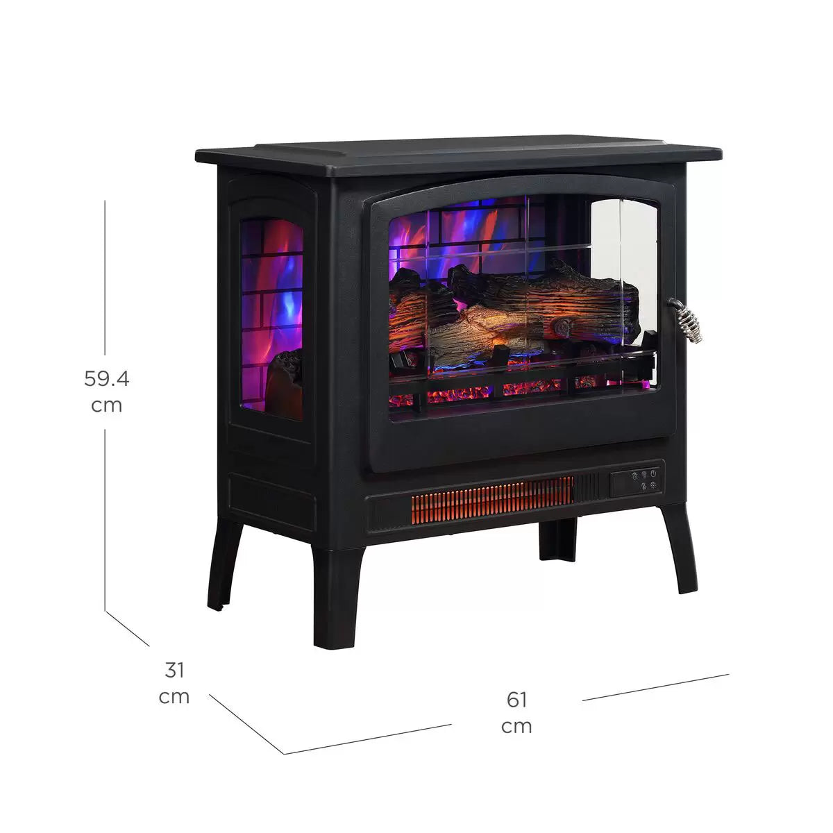 Bayside Furnishings Electric Stove in Black, 1.8kW