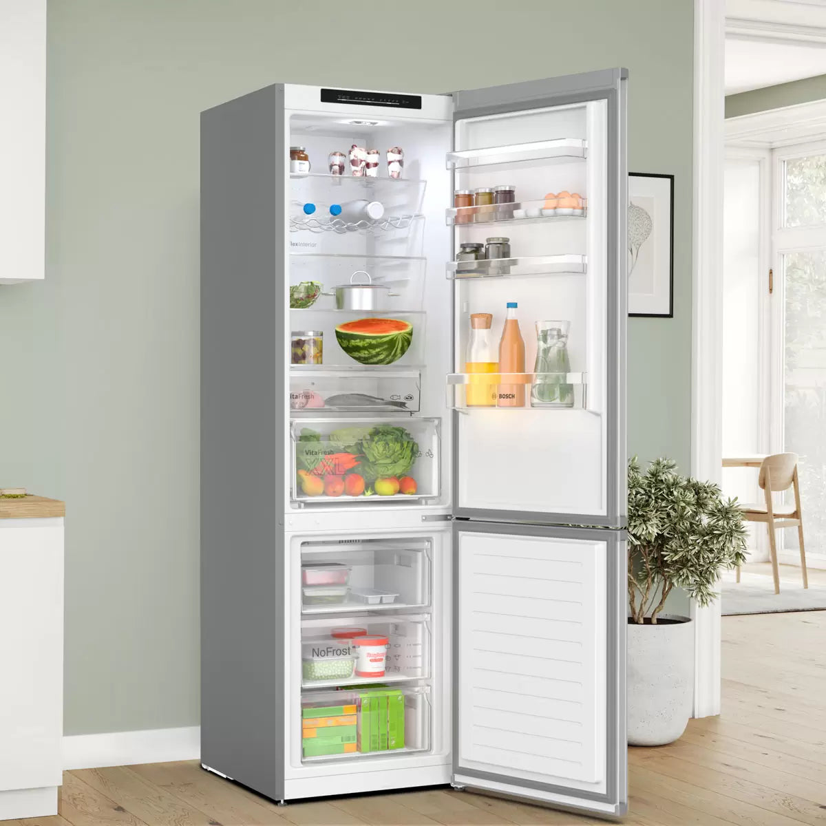 Bosch Series 4 KGN392LAFG Fridge Freezer, A Rated in Silver