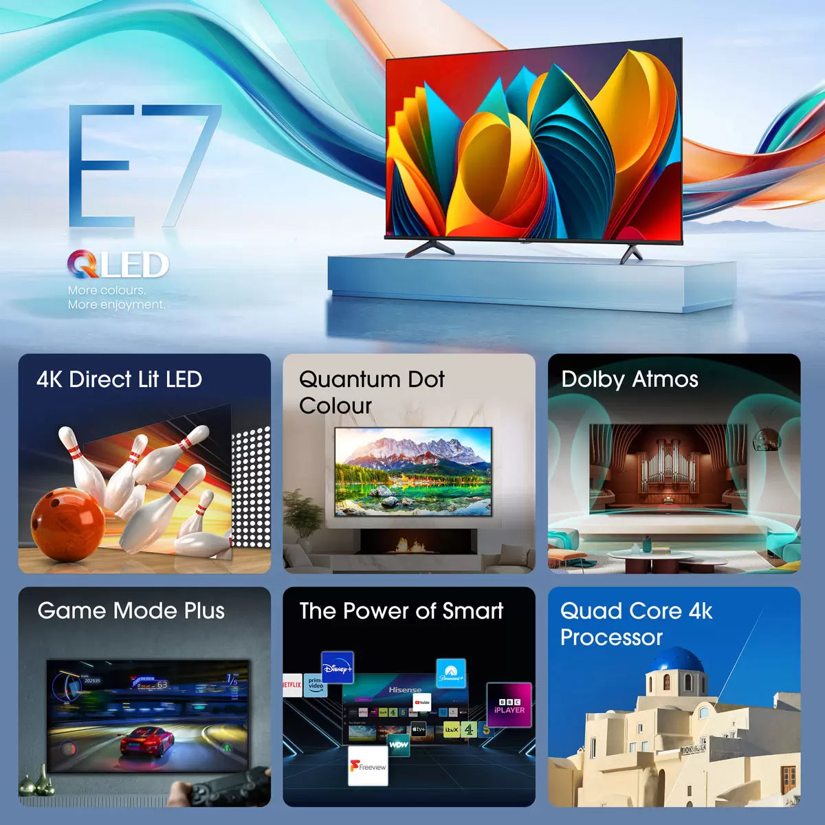 Hisense 55E7NQTUK 55 Inch QLED Freely Smart TV