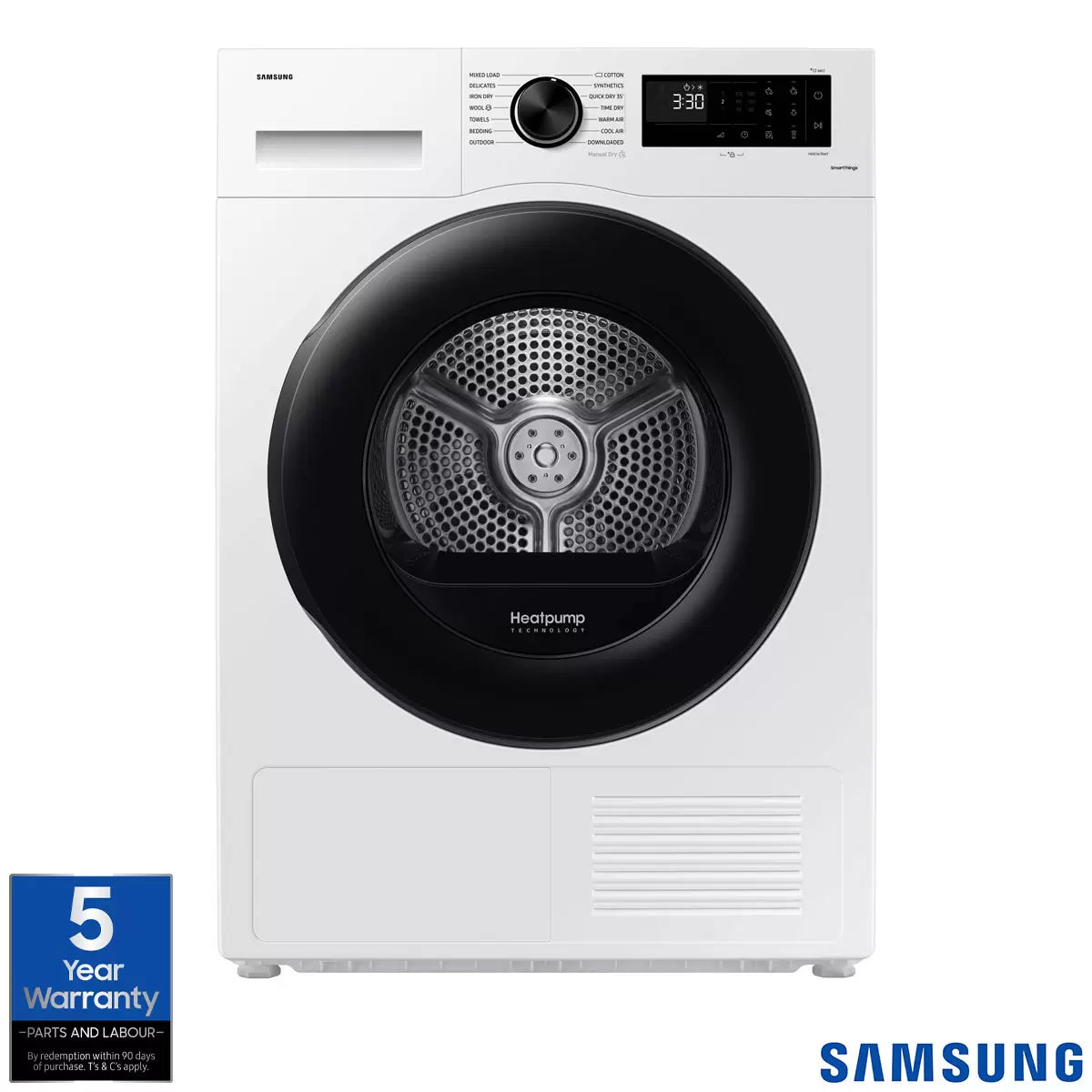 Samsung Series 5 DV90CGC0A0AEEU, 9kg Heat Pump Dryer, A++ Rated in White