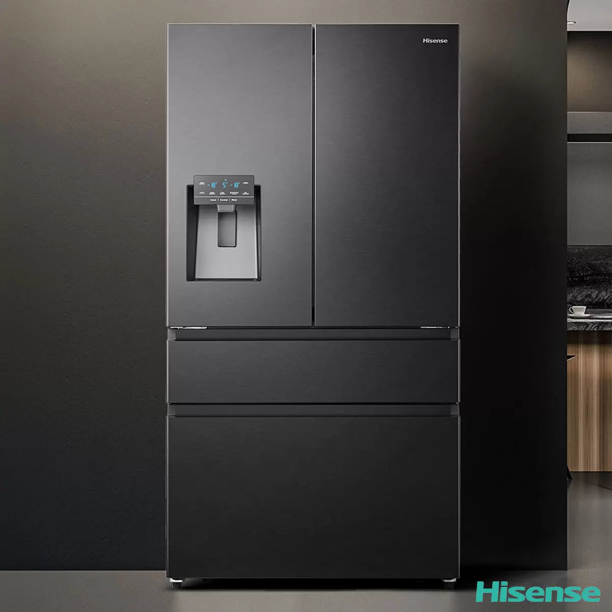 Hisense RF728N4SBFE, French Door Fridge Freezer, E Rated in Black