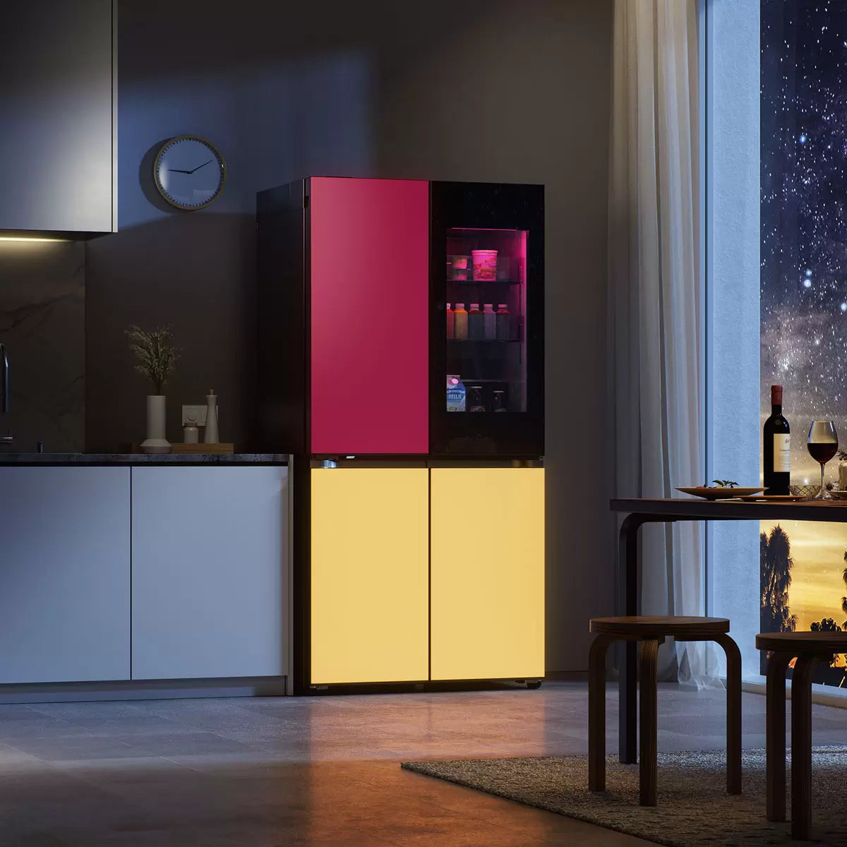 LG MoodUP™ InstaView™ GMV960NNME Wifi Connected Total No Frost American Fridge Freezer - Multi Colour - E Rated