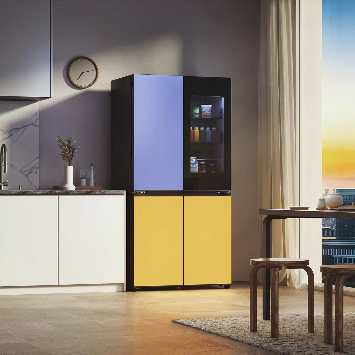 LG MoodUP™ InstaView™ GMV960NNME Wifi Connected Total No Frost American Fridge Freezer - Multi Colour - E Rated