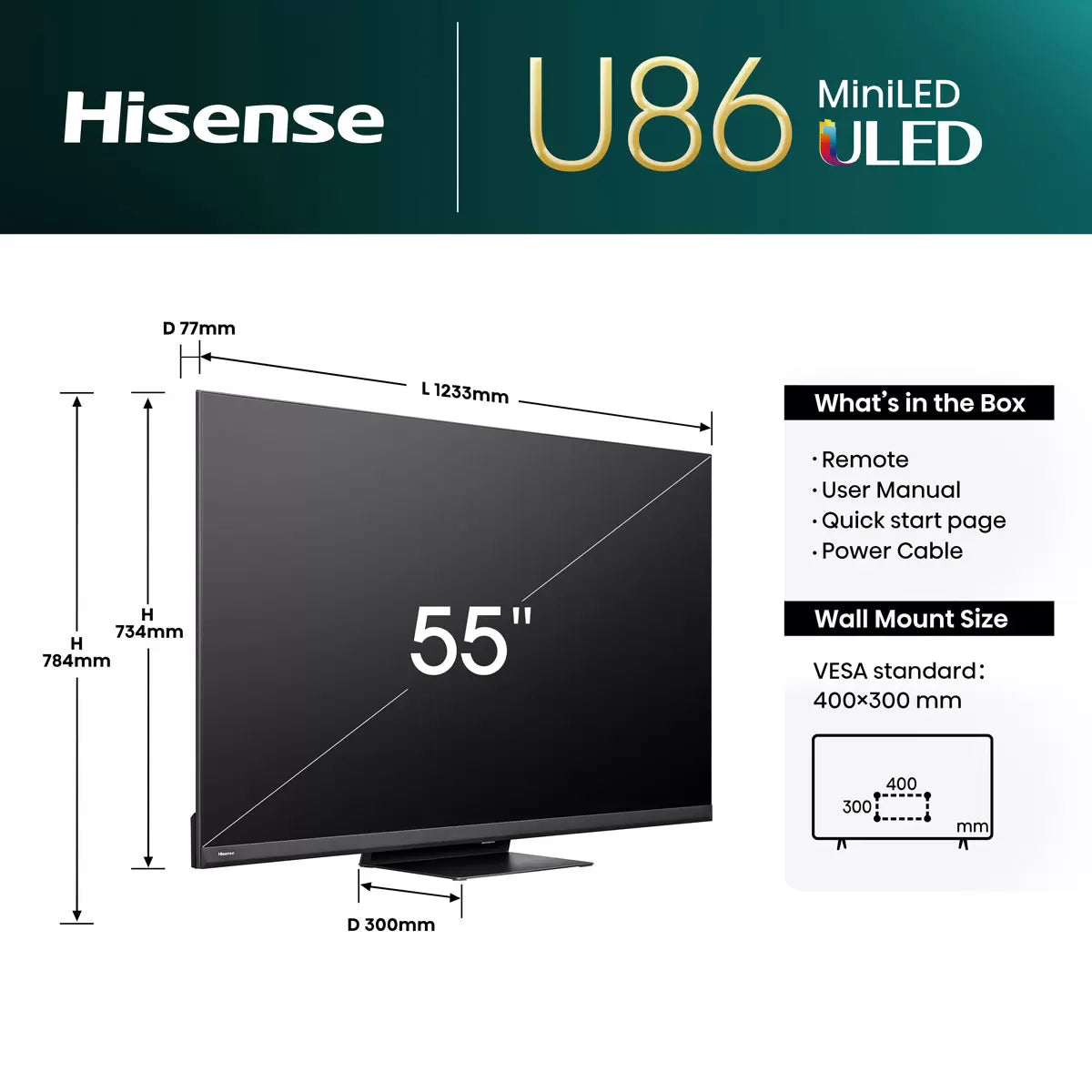 Hisense 55U86KQTUK 55 Inch Mini-LED Smart TV