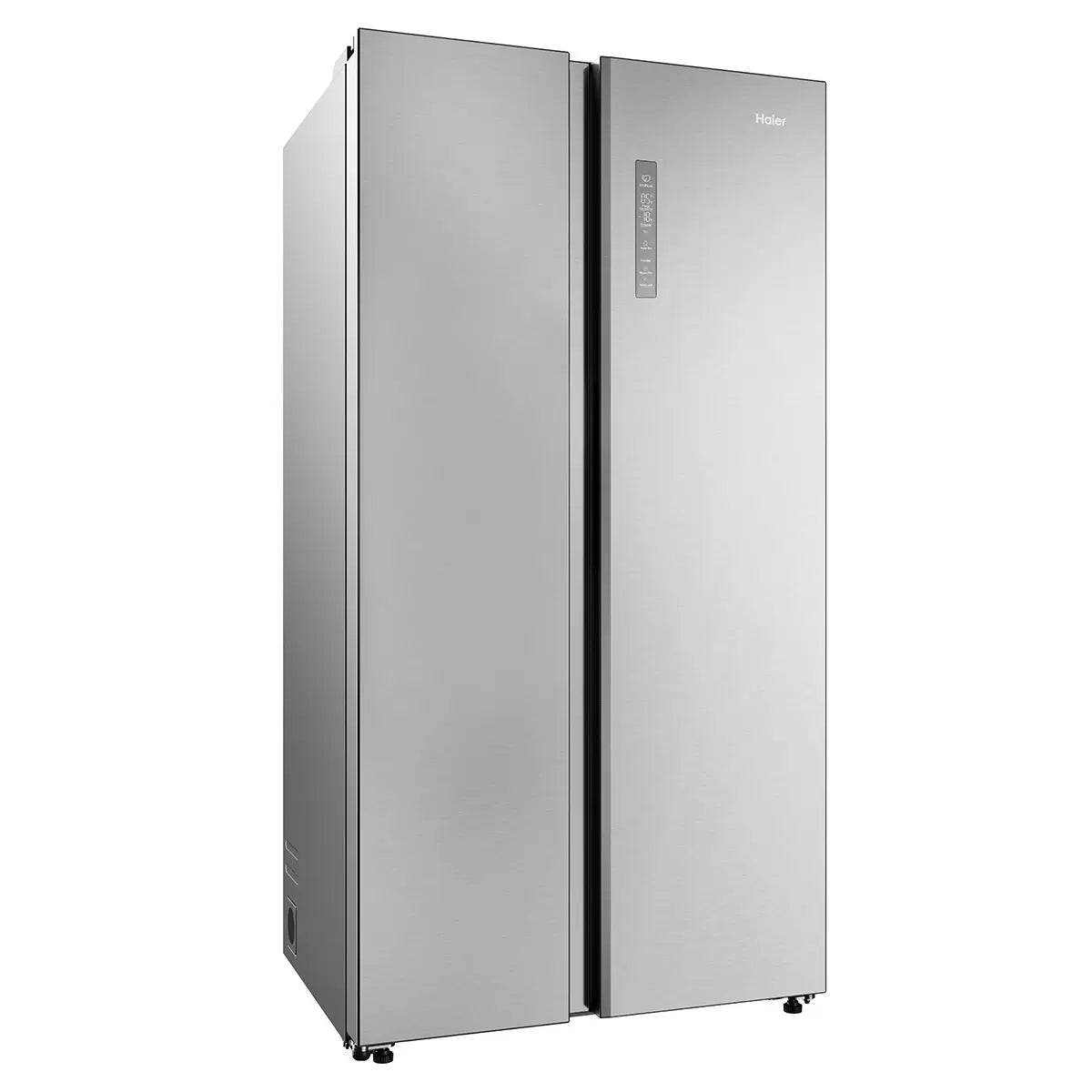 Haier HSW59F18DNMM, Side by Side Fridge Freezer, D Rated in Platinum Inox