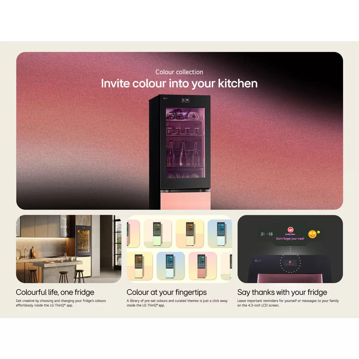 LG GBG719MDNN, MoodUp Fridge Freezer Colour Changing, D Rated