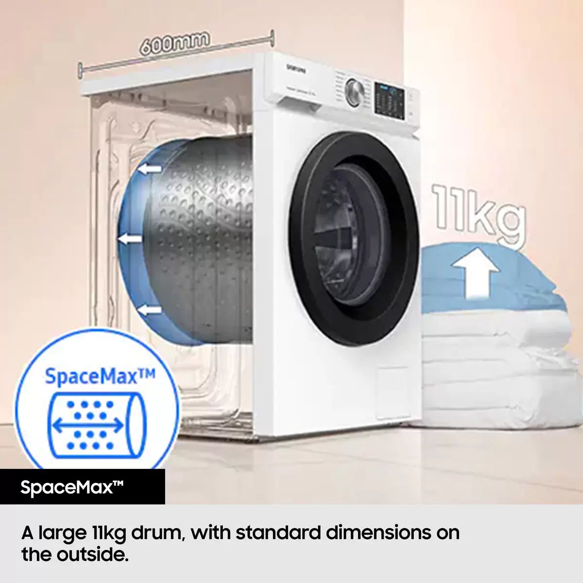 Samsung Series 5 AI Energy SpaceMax™ WW11DG5B25AEEU 11kg WiFi Connected Washing Machine with 1400 rpm - White - A Rated