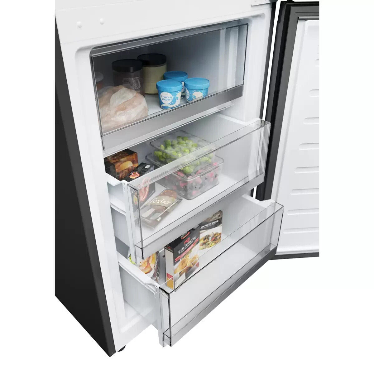 Haier HDW3618DNPD(UK) 60cm Free Standing Fridge Freezer Premium Inox D Rated