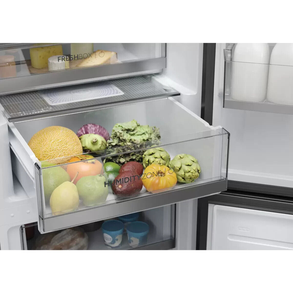 Haier HDW3618DNPD(UK) 60cm Free Standing Fridge Freezer Premium Inox D Rated