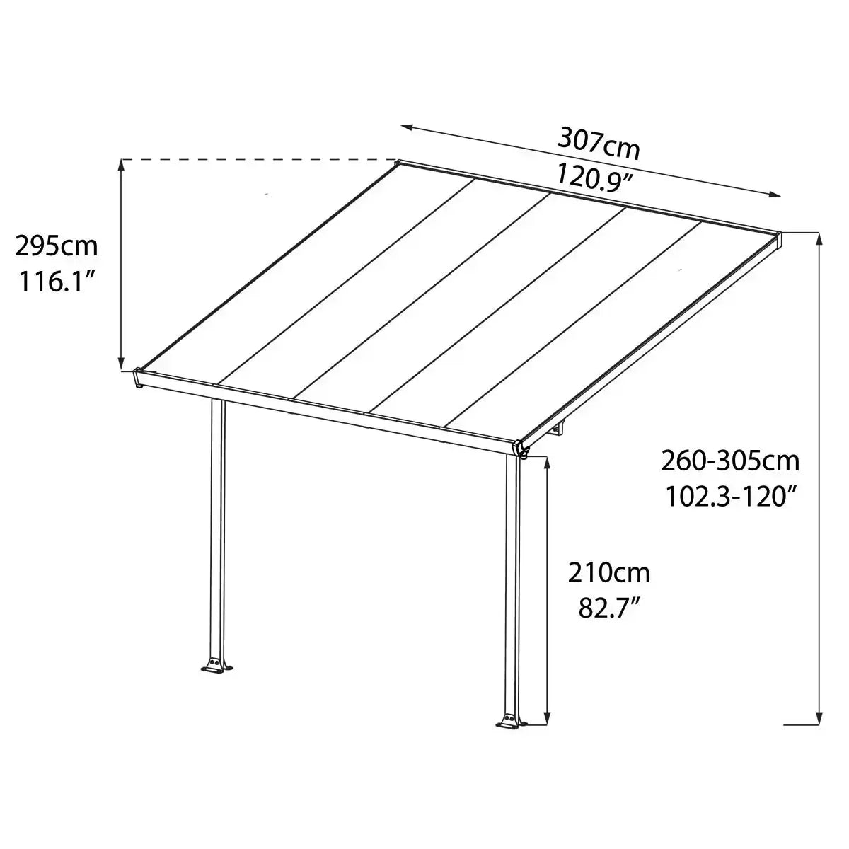 Palram Canopia Feria 3 Veranda Patio Cover, Grey in 4 Sizes