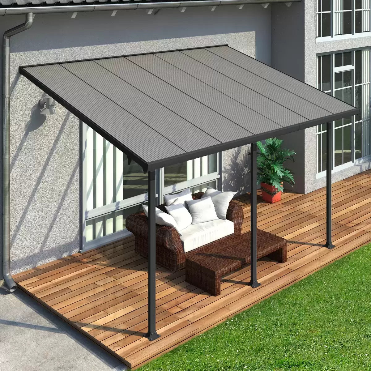 Palram Canopia Feria 3 Veranda Patio Cover, Grey in 4 Sizes