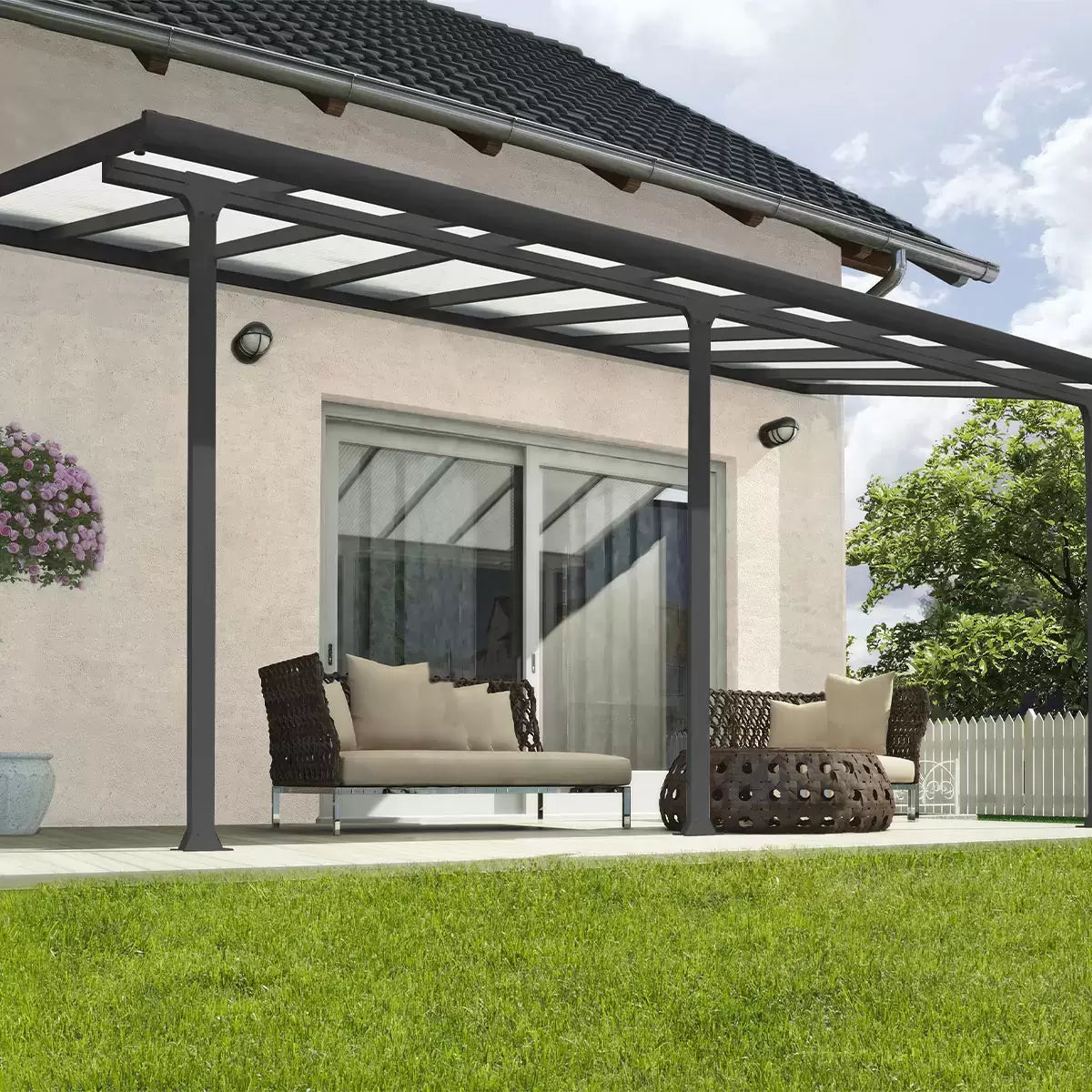 Palram Canopia Feria 3 Veranda Patio Cover, Grey in 4 Sizes