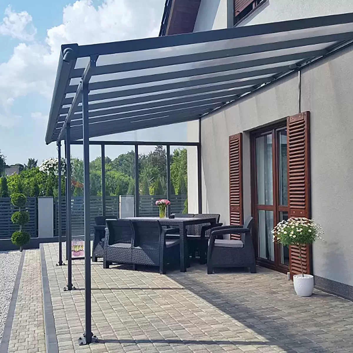 Palram Canopia Feria 3 Veranda Patio Cover, Grey in 4 Sizes