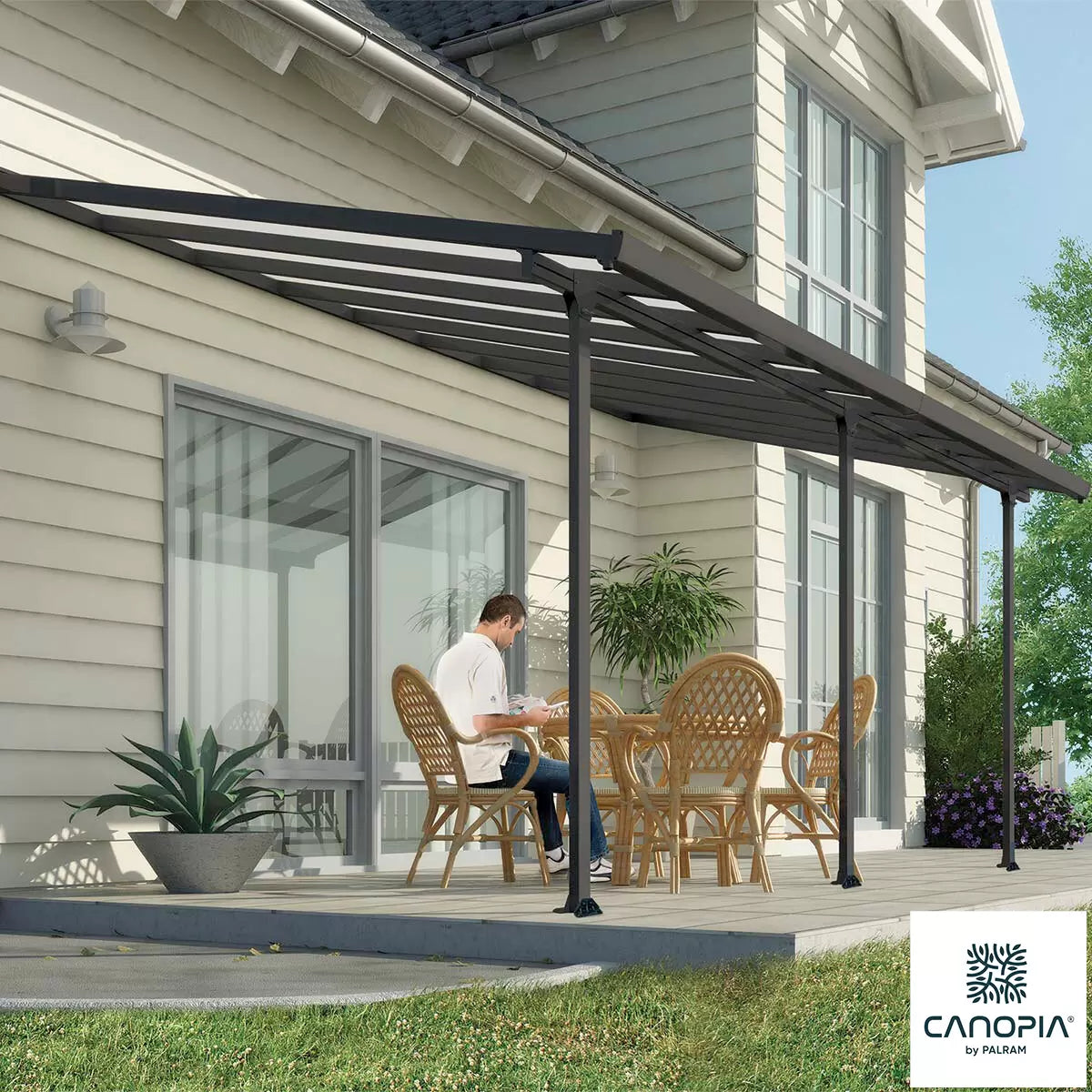 Palram Canopia Feria 3 Veranda Patio Cover, Grey in 4 Sizes