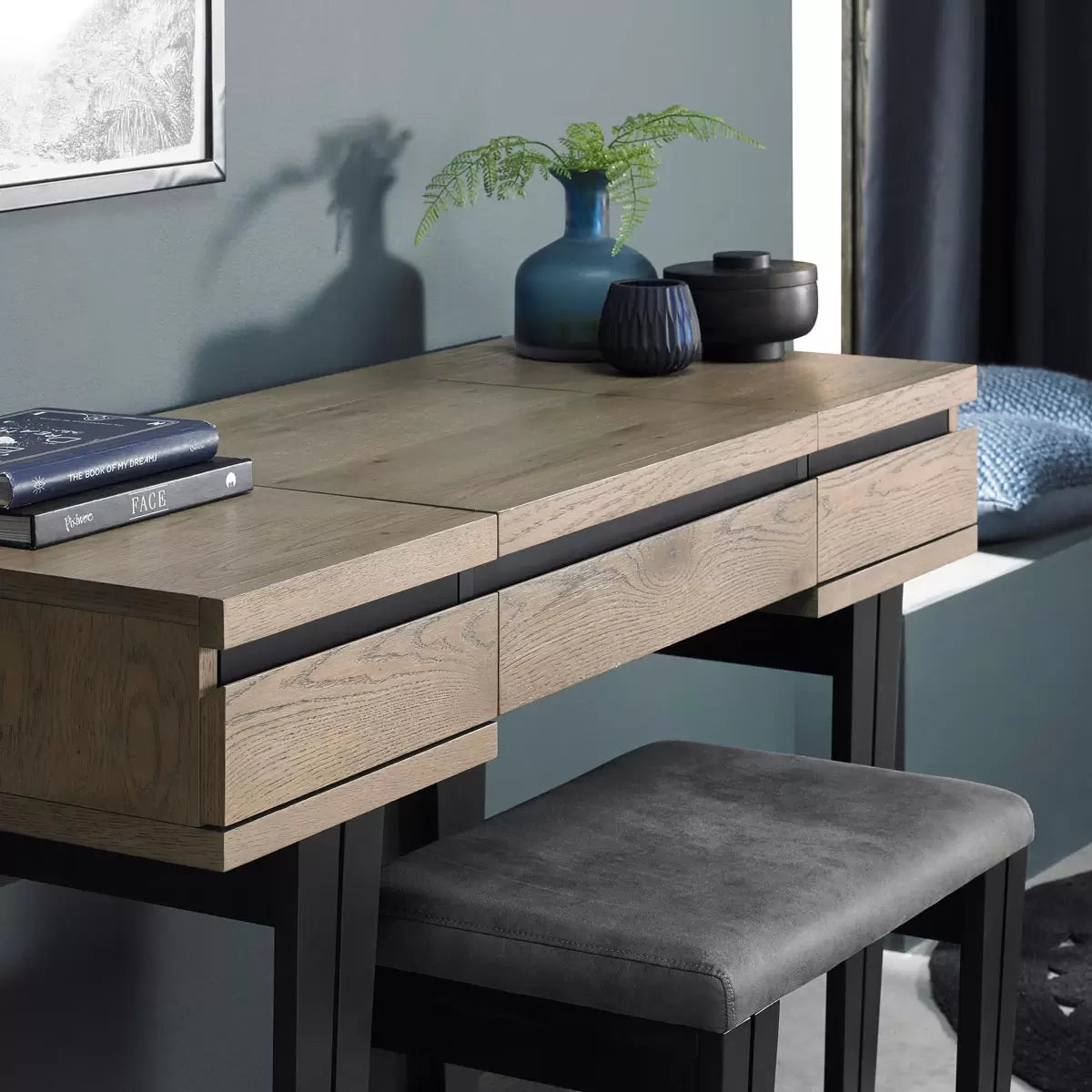 Bentley Designs Tivoli Weathered Oak Dressing Table & Stool