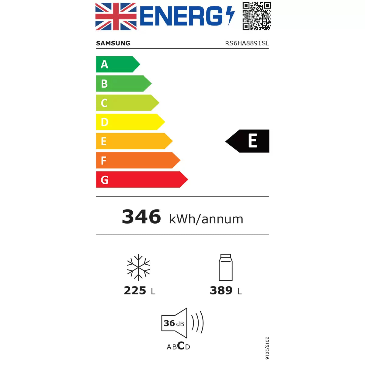 Samsung RS8000 Family Hub™ RS6HA8891SL/EU, Side by Side Fridge Freezer, E Rated in Silver